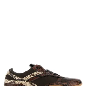 Multicolor fabric and leather sneakers