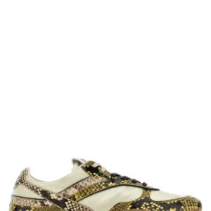 Multicolor fabric and leather sneakers
