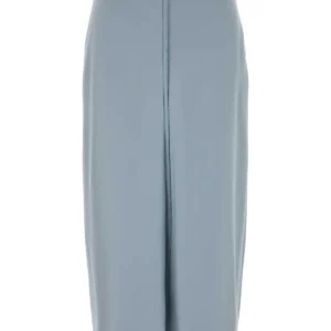Pastel light-blue stretch satin skirt