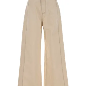 Sand denim wide-leg jeans