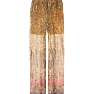 Printed pekin wide-leg pant