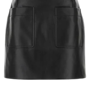 Black leather mini skirt