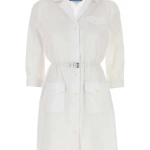 White poplin shirt dress