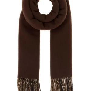 Brown cashmere reversible scarf