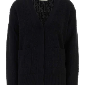 Black wool blend cardigan