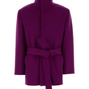 Tyrian purple wool coat