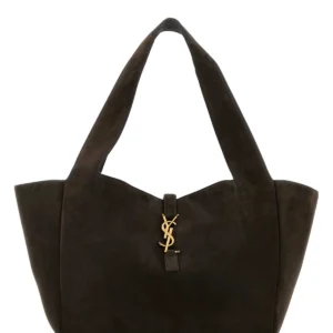 Brown suede leather Le 5 Ã  7 Bea shopping bag