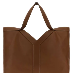 Brown leather oversize shopping bag