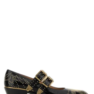 Black leather Susan pumps