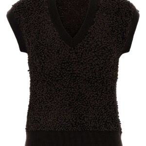 Dark brown boucle vest