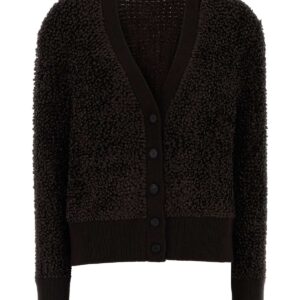 Dark brown boucle cardigan