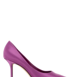 Purple satin Love pumps