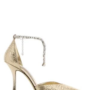 Gold fabric Stevie 100 pumps