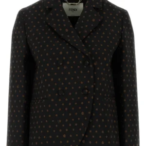 Printed stretch wool blend blazer
