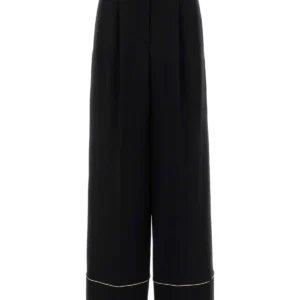 Black wool blend pyjamas pant
