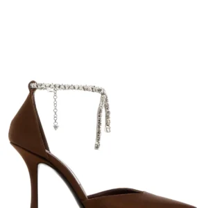 Brown satin Stevie 100 pumps