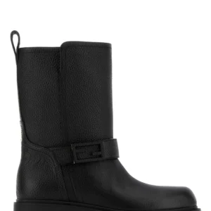 Black leather Fendi Filo boots