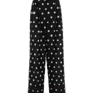Printed silk wide-leg pant