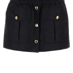 Navy blue nylon mini skirt