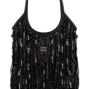 Embellished fabric handbag