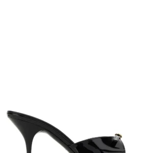 Black leather mules