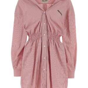 Embroidered poplin shirt dress