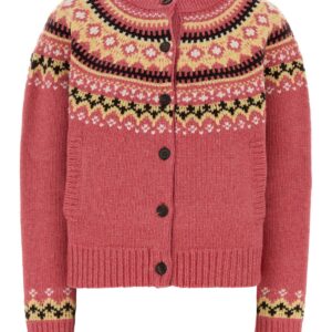 Dark pink wool oversize cardigan