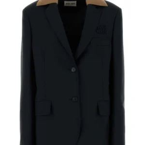 Midnight blue mohair blend oversize blazer