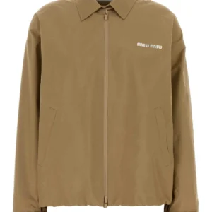 Beige tech fabric windbreaker