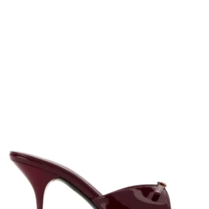 Burgundy leather mules