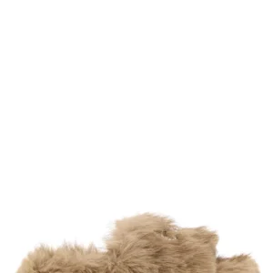 Beige eco fur slippers