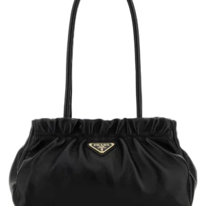 Black nappa leather shoulder bag