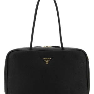 Black leather shoulder bag