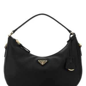 Black leather handbag
