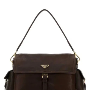 Dark brown leather shoulder bag