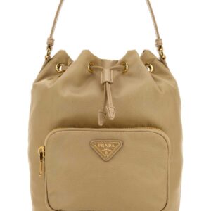 Beige Re-Nylon Duet bucket bag