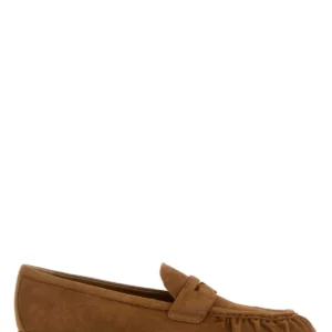 Camel suede loafers