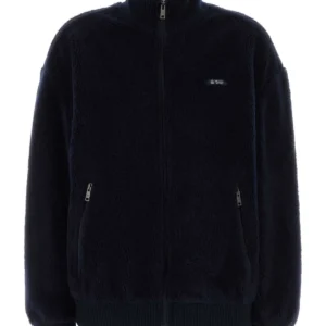 Dark blue pile bomber jacket