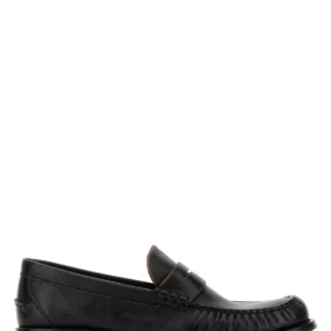 Black leather loafers