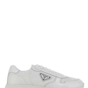 White nylon and leather Prax 2.0 sneakers