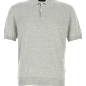 Grey silk polo shirt