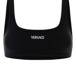 Black stretch cotton bra