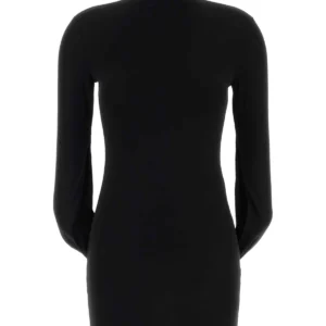 Black stretch jersey mini dress