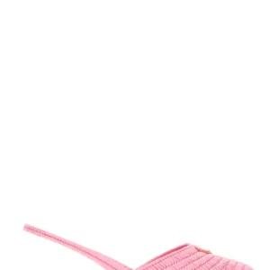 Pink raffia ballerinas