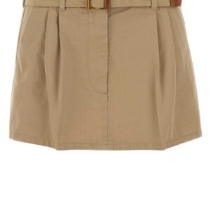 Beige gabardine mini skirt