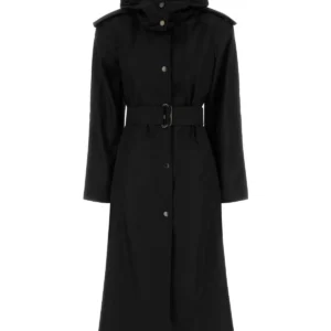 Black nylon trench coat