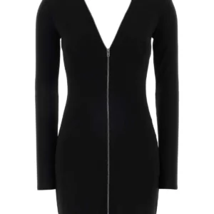 Black stretch viscose mini dress