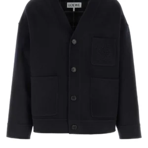 Dark blue wool blend cardigan