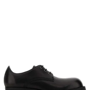Black leather lace-up shoes