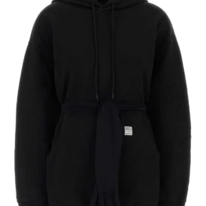 Black cotton mini sweatshirt dress